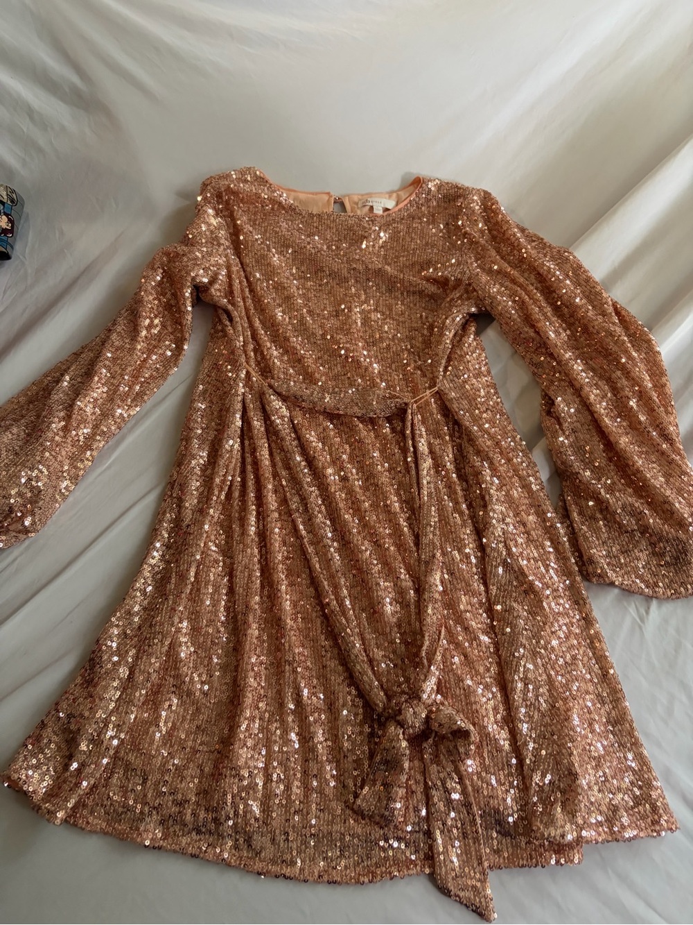 Gianni Bini (GB) Girls Size Large Rose Gold Sequin Dress Long Sleeve Dress
